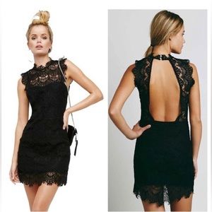 Free People Black Lace Dress XS Open Back